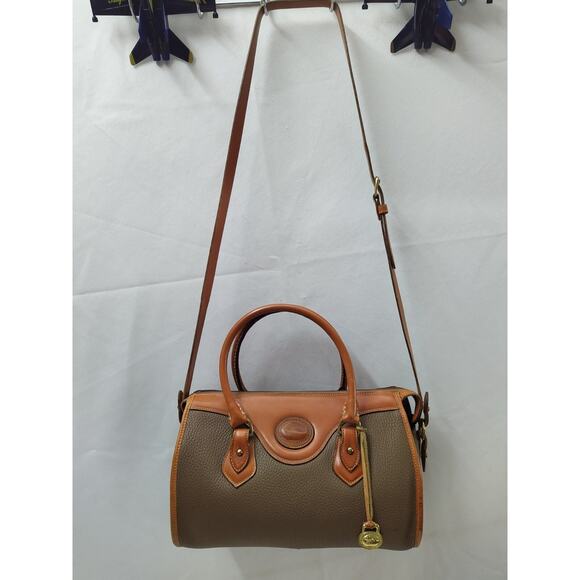 Dooney & Bourke Brown Gray Pebbled Leather Top Handle Satchel Shoulder Bag - Picture 4 of 16